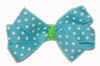 Aqua-lime polka dot hair bow